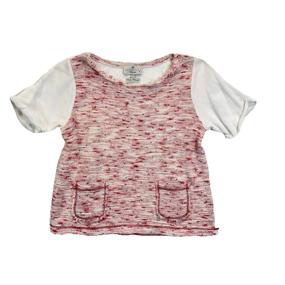ESSENTIEL ANTWERP Women's Top Size‎ 3 / Small Short Sleeve Knit Front Multicolor
